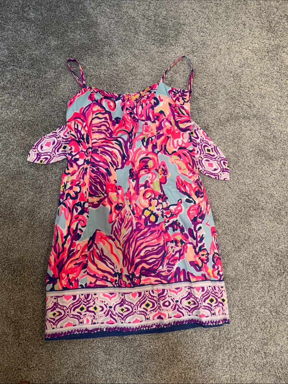 Lilly Pulitzer Pink & Aqua Floral Cold-Shoulder Sundress